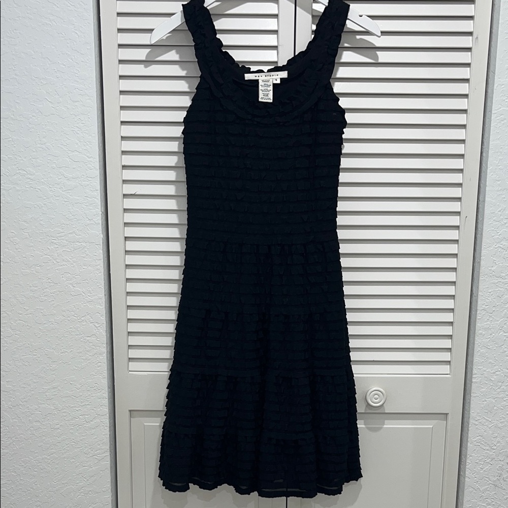 Max Studio Black Textured Midi Dress